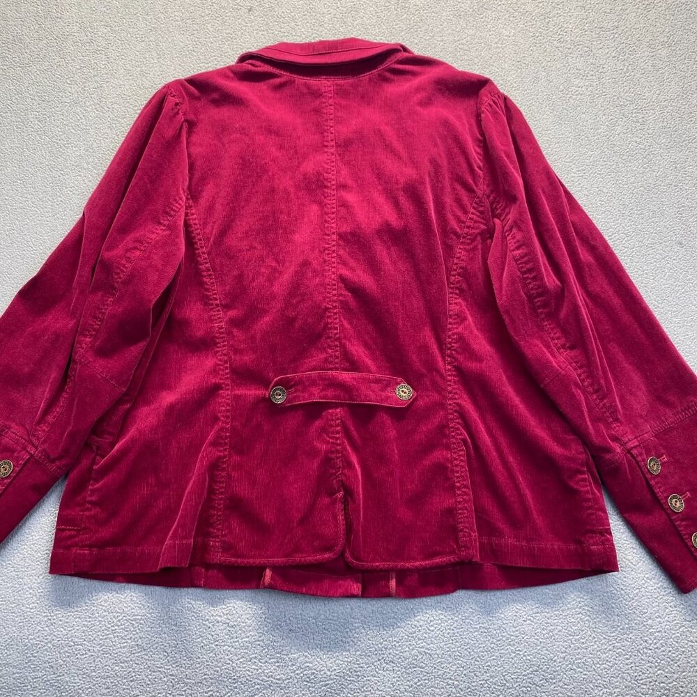 Lane Bryant Blazer Women Size 22 Red Suit Jacket 3‎ Buttons Velvet Corduroy - Picture 2 of 11
